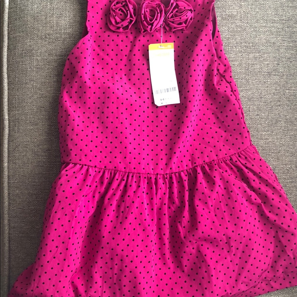 Gymboree girls dress pink and black polka dots 2T